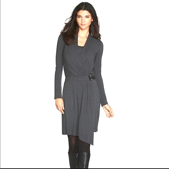 White House Black Market Dresses & Skirts - NWT WHBM White House Black Market Heather Gray Surplice Wrap Dress sz6